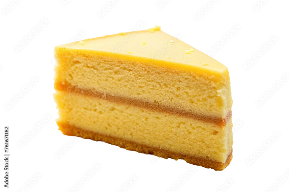 Yellow cake of slice. isolated on transparent background.