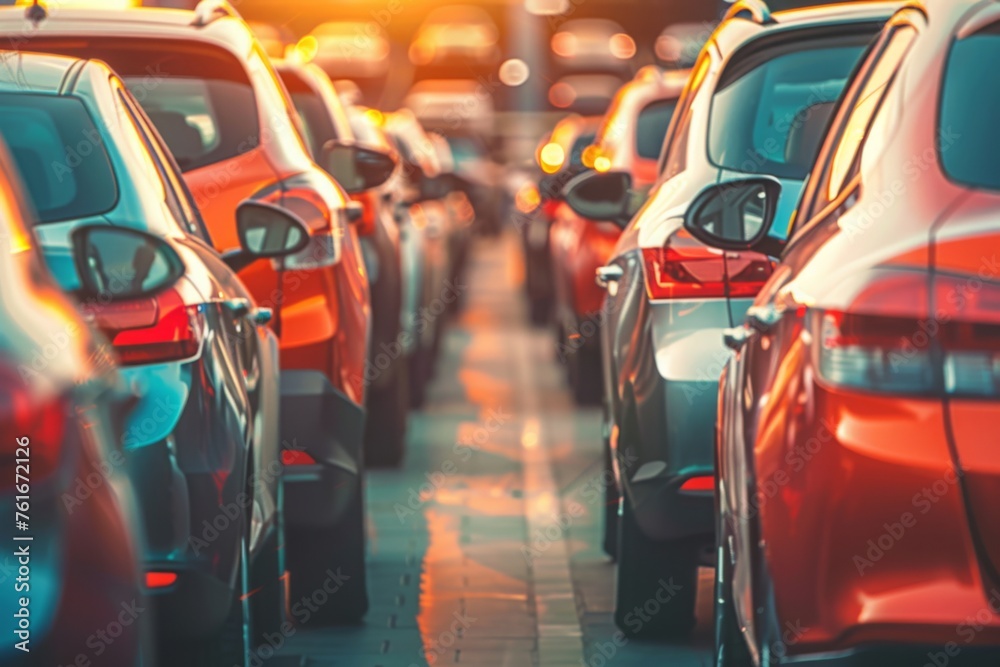 Abstract background of blurred new cars dealership place Abstract background of blurred new cars dealership place