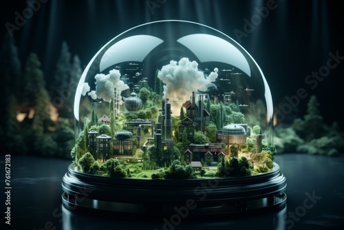 Glass Globe Encasing Cityscape