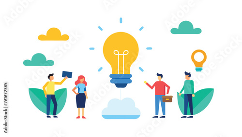 mini people create idea to success business vector .eps