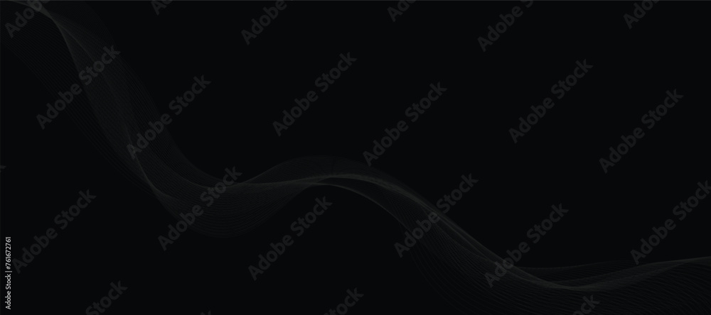 Abstract grey wavy lines on a black background. Vector modern black background template. Dotted wave lines. Abstract grey wavy lines on a black background. Vector modern black background template. Dotted wave lines.