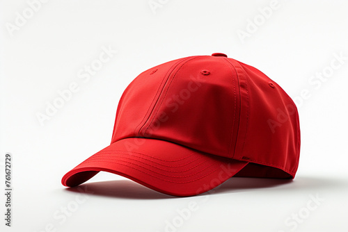 Red baseball cap isolated on white background. 3d render. Mock up