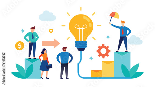 mini people create idea to success business vector 3.eps