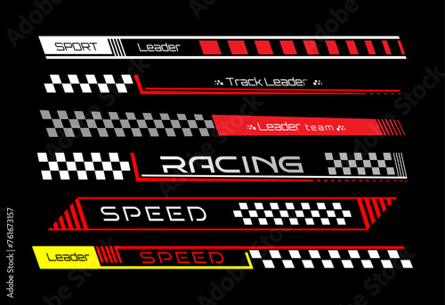 A set of colored stickers, patches or banners for tuning, clothing, prints and thematic design