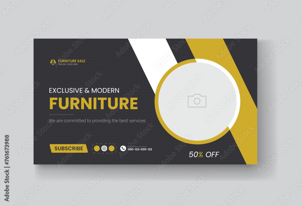 Furniture sale youtube thumbnail or web banner template