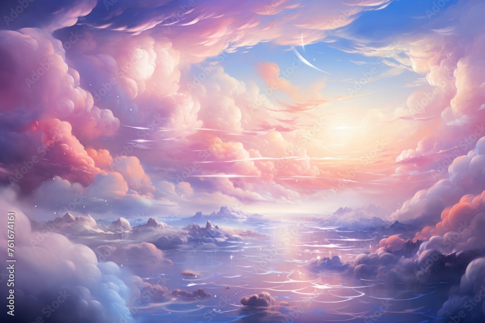 Sunset Painting Over Water Generative AI
