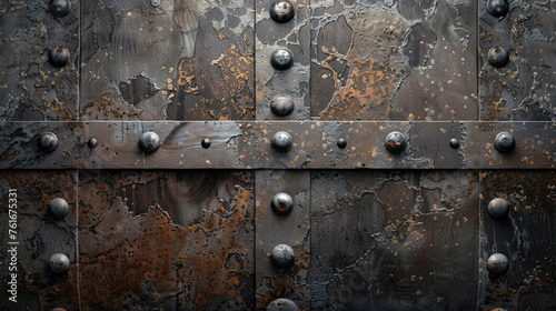 A riveted piece of old metal sheet background