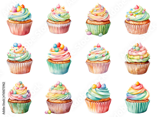Colorful Cupcakes Decorated with Sprinkles