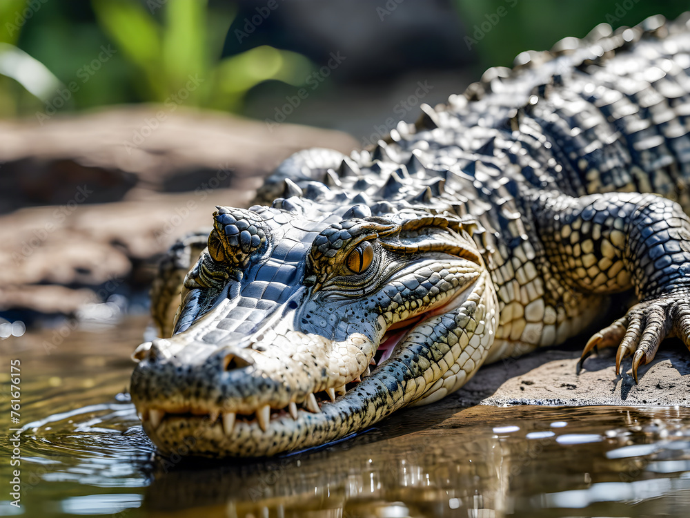 Crocodile in the nature, close-up portrait. Crocodile in the nature, close-up portrait.