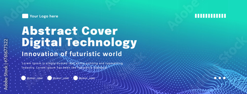 Digital technology poster cover speed connect blue green background, cyber information, abstract communication, innovation future tech data, internet network connection, Ai big data blend illustration