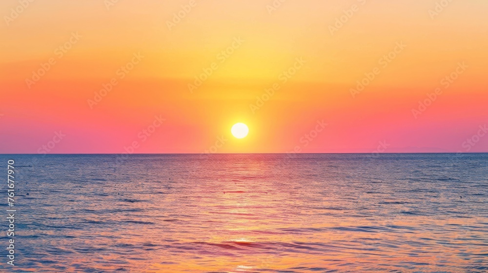 Serene Ocean Sunset with Orange and Pink Hues