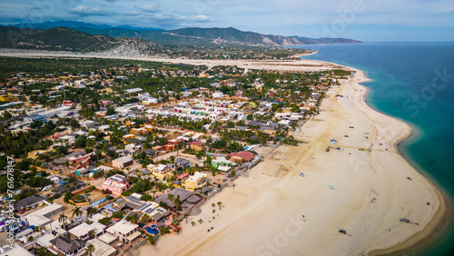 Aerial of Los Barriles town in La Paz Municipality, Baja California Sur, Mexico travel destination