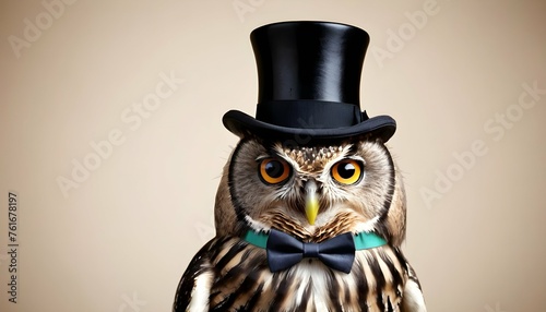 An Owl With A Top Hat And Bowtie Looking Dapper