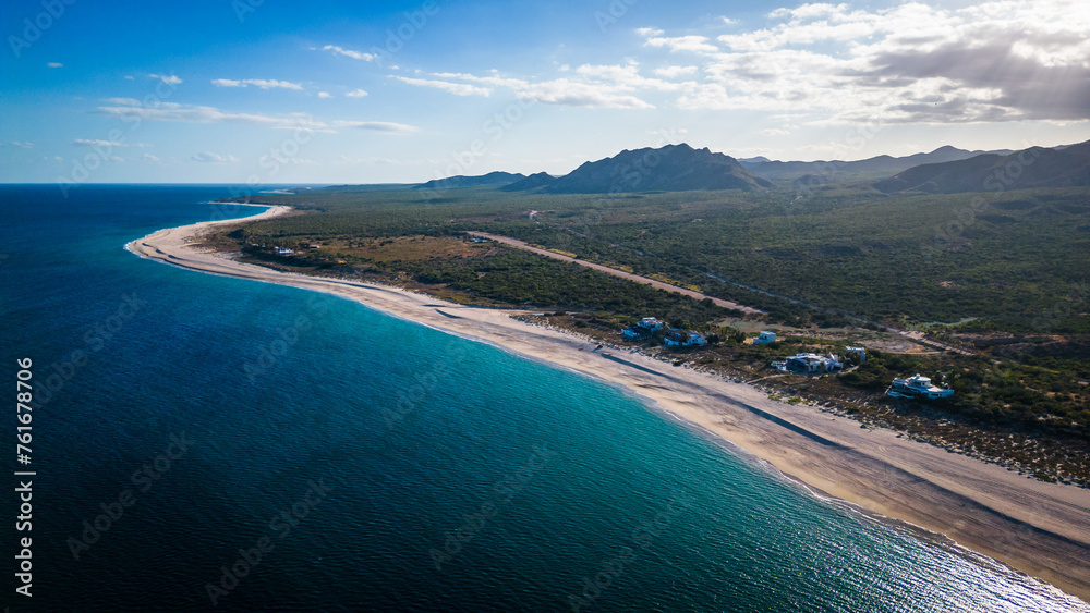 aerial drone of baja california cabo pulmo national park famous for dive and snorkelling 