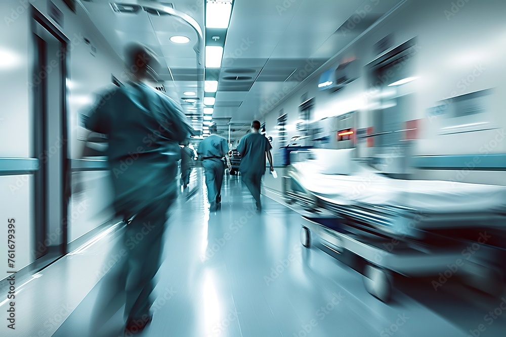 A Dynamic Capture of Dedicated Medical Professionals Rushing to Save Lives, Illustrating the Intensity and Urgency in Modern Emergency Healthcare Settings.