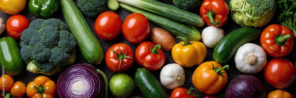 A pattern of ripe vegetables is a vegetable background for vegetarians, healthy eating, and eco-friendly gardening