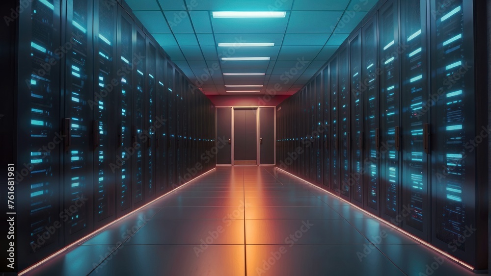 Server Alley Data Center Corridor Featuring Rows of Server Racks Server Alley Data Center Corridor Featuring Rows of Server Racks