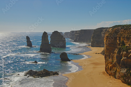 A hazy afternoon view of the rocky southern coast in Victoria, Australia. photo