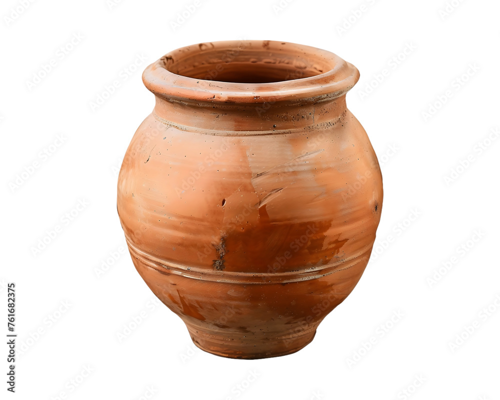 clay pot isolated on white background or transparent background 