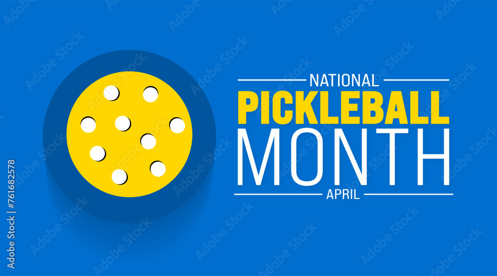 April is National Pickleball Month background template. Holiday concept. use to background, banner, placard, card, and poster design template with text inscription and standard color. vector - obrazy, fototapety, plakaty 