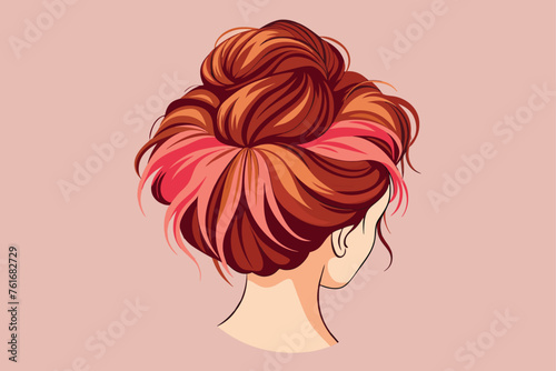 mom messy bun hair style vector 2.eps