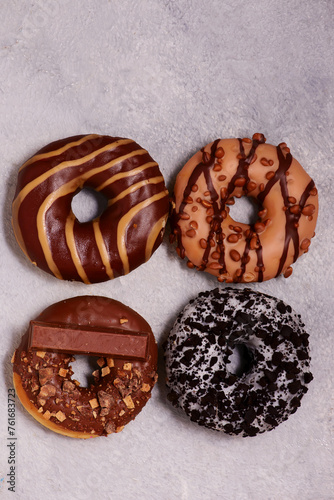 assorted donuts with different fillings..selective focus.