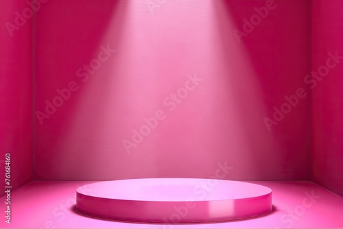 Abstract Scene Background Cylinder Podium on Pink Backdrop for Product Presentation, Cosmetic Display, and Stage Pedestal or Platform
