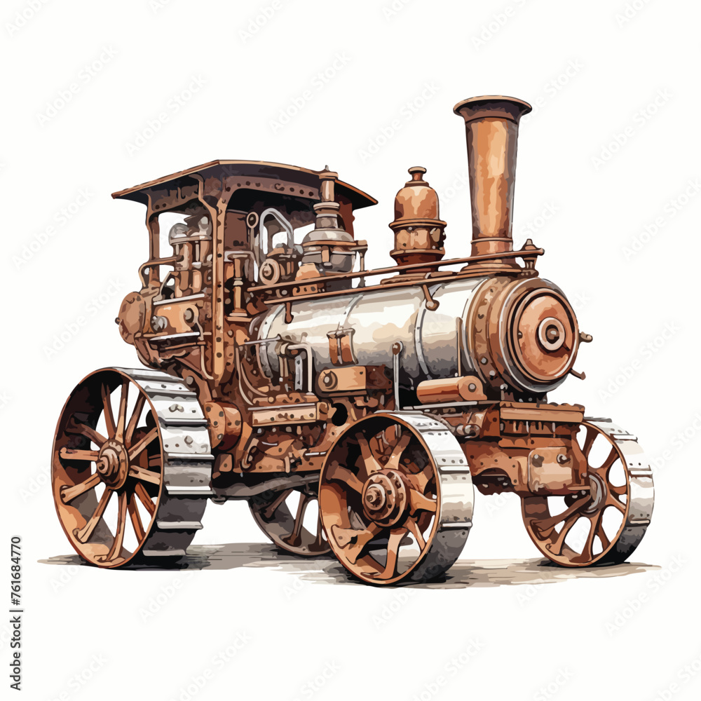 Steampunk Tractor Clipart Clipart isolated on white background