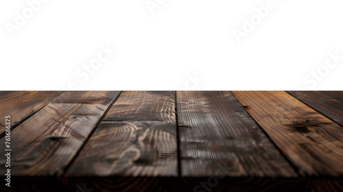 Empty wooden table or counter isolated on transparent background for product display presentation