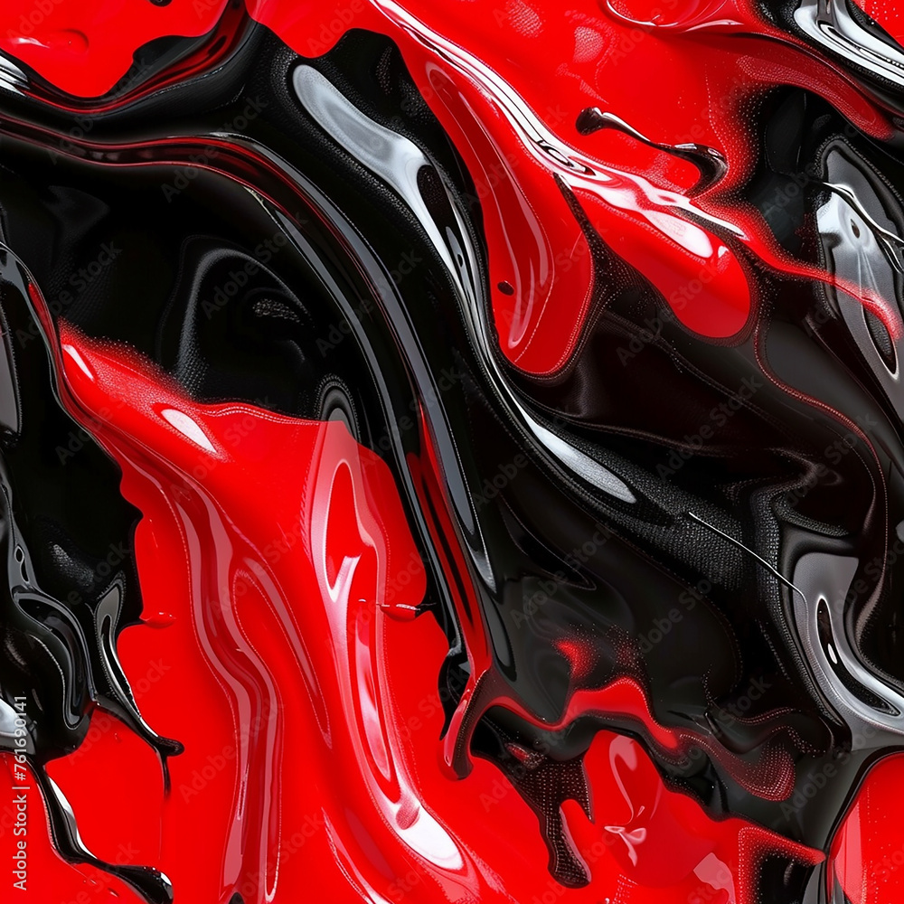 Melty organic liquids of vibrant colors in red and black shades, realistic, texture