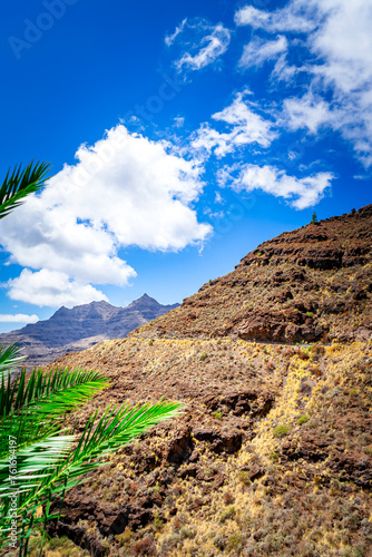 Los Azulejos Rainbow colored Rocks in the Mountains of Gran Canaria Island Spain.