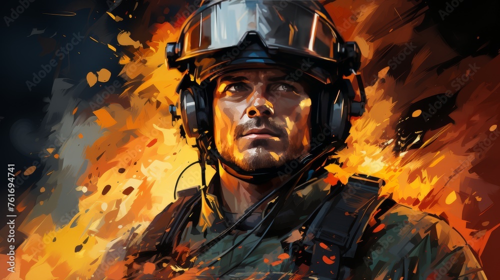 Portrait of a Man in Helmet