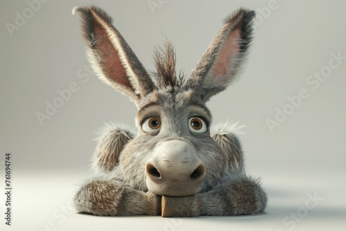 Cartoon character of a Donkey on a gray background. 3d illustration