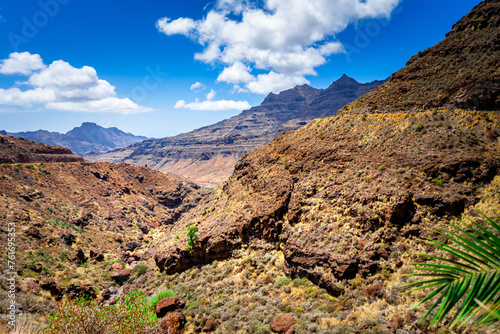 Los Azulejos Rainbow colored Rocks in the Mountains of Gran Canaria Island Spain.