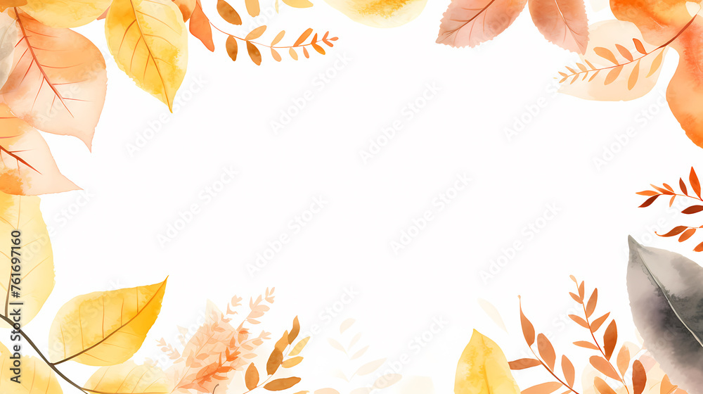 Watercolor autumn branches with leaves background Watercolor autumn branches with leaves background