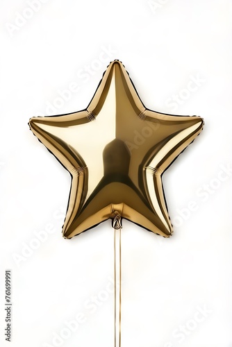 Gold star balloon for party and celebration  isolated on white background