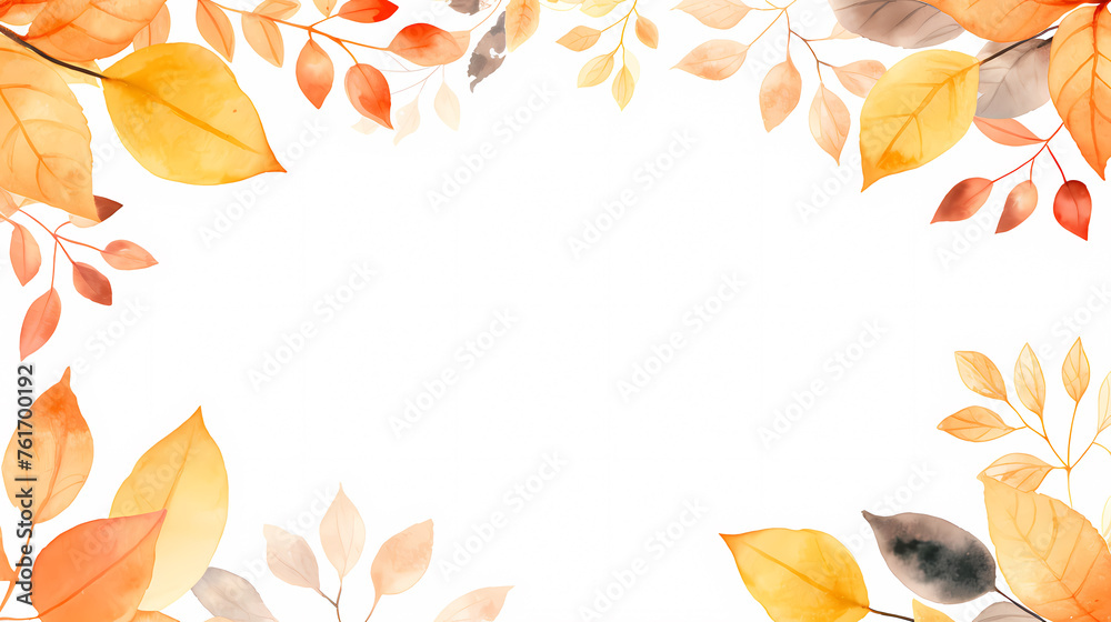 Watercolor autumn branches with leaves background Watercolor autumn branches with leaves background