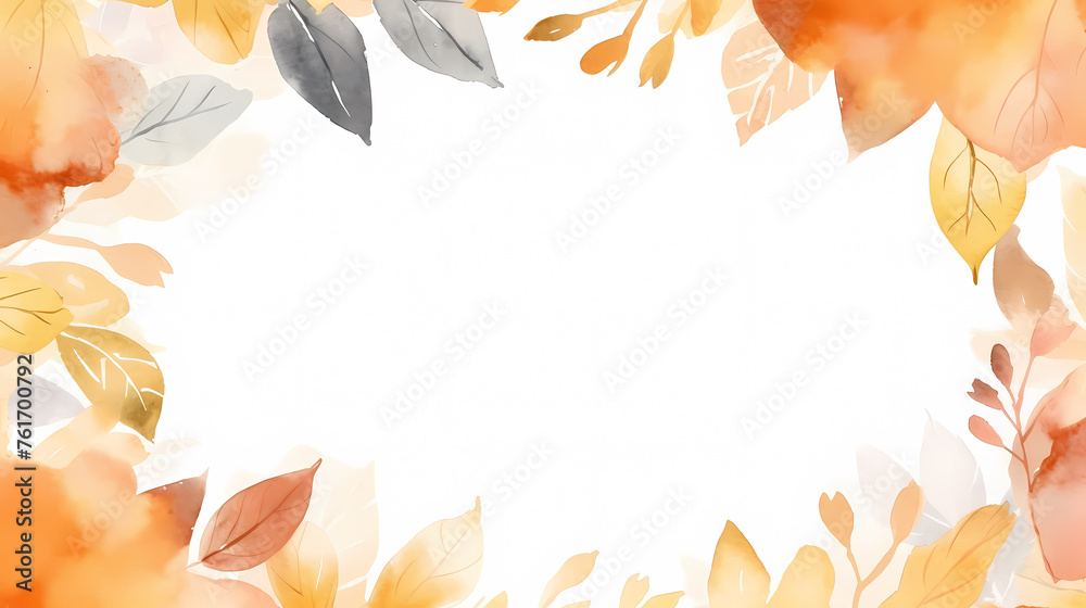 Watercolor abstract background autumn series frame with seasonal leaves Watercolor abstract background autumn series frame with seasonal leaves