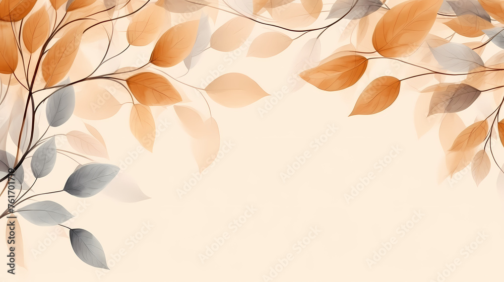 Watercolor abstract background autumn series frame with seasonal leaves - obrazy, fototapety, plakaty 