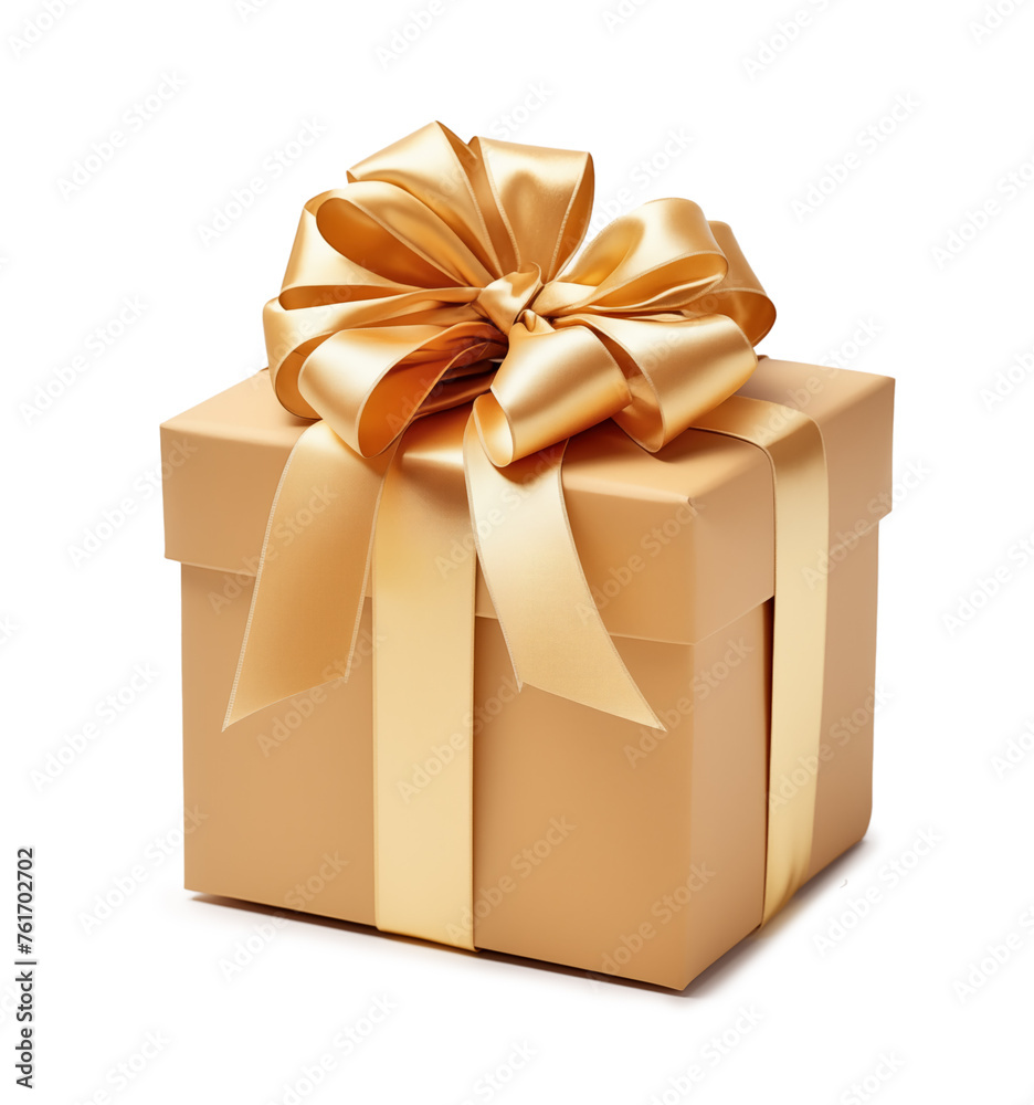 Elegant Golden Gift Box with Luxurious Ribbon Elegant Golden Gift Box with Luxurious Ribbon