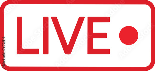 Live streaming icon. Red symbol and button of live streaming, broadcasting, online stream. Lower third template for tv, shows, movie and live performances. Vector