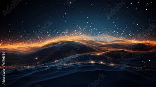 Futuristic abstract background with technology particles in a state of flux, symbolizing the ever changing landscape of technological evolution