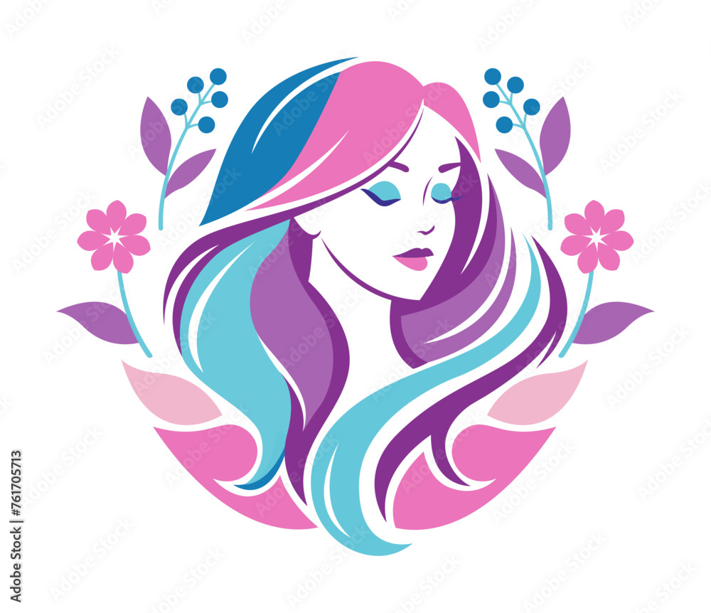 vector drawing of a beautiful woman on a background of flowers vector drawing of a beautiful woman on a background of flowers