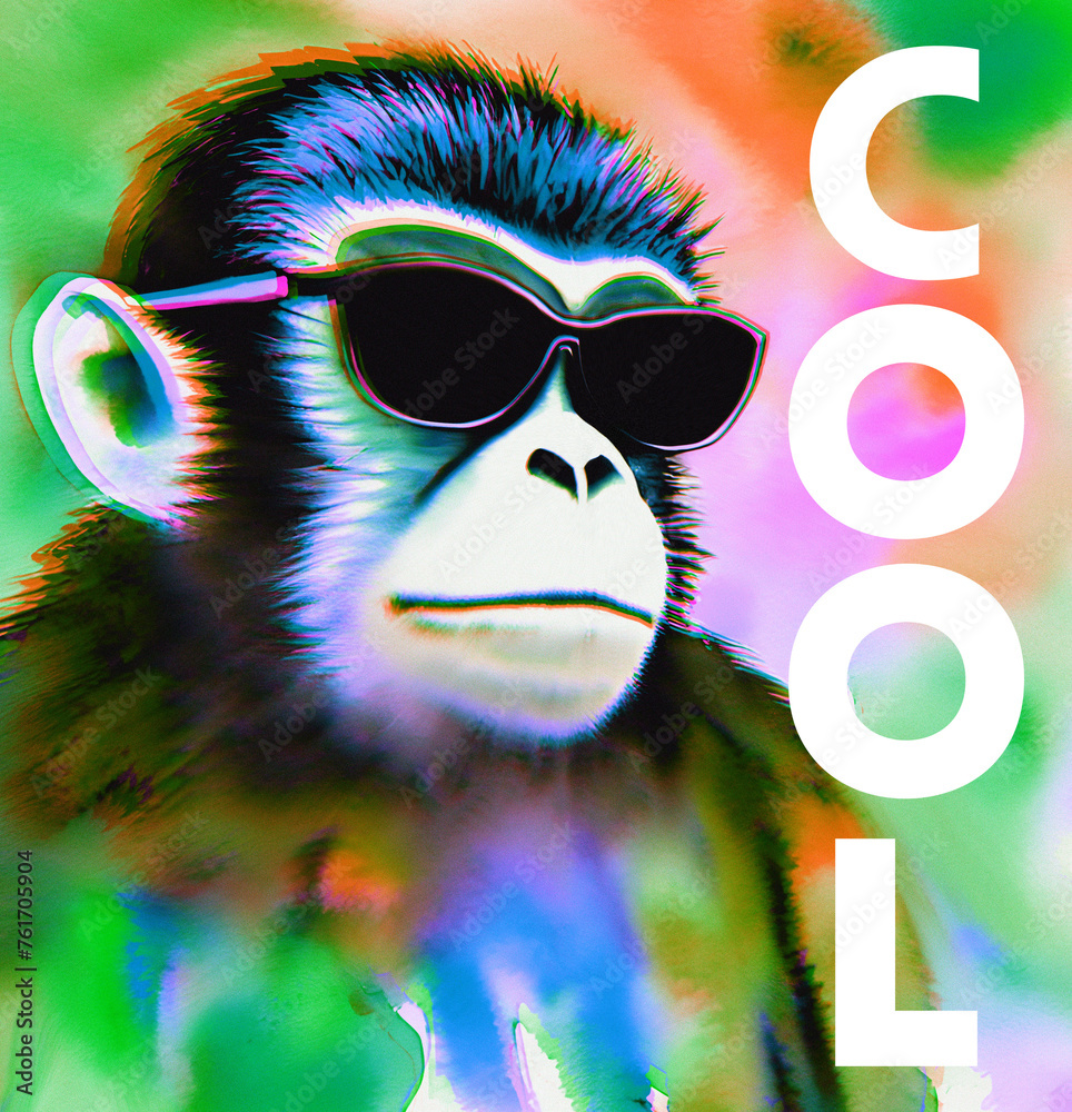 Cool colorful monkey draw