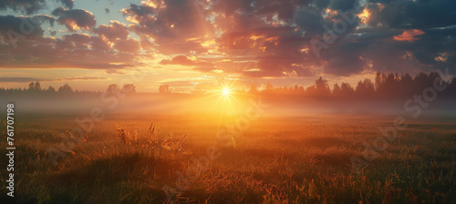 Majestic Sunrise over Tranquil Meadow © M.Gierczyk