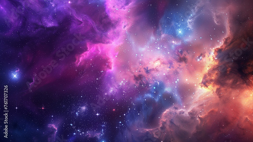 A colorful galaxy with purple  blue  and orange clouds