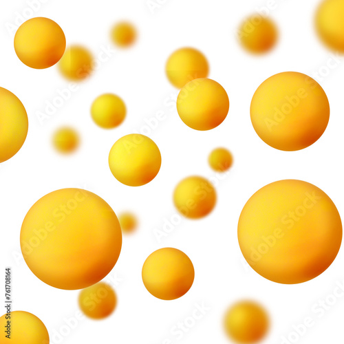 Table tennis balls falling on white background