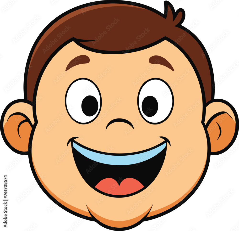 kid face cartoon vector illustration, Happy kids and Cute children smiling  vector illustration