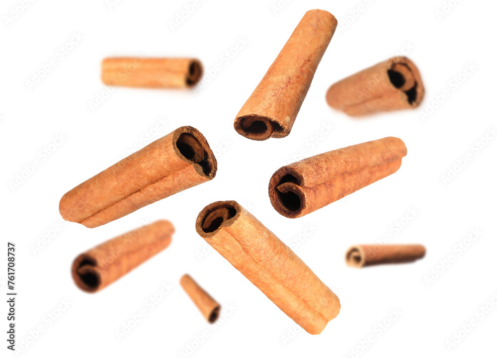 Aromatic dry cinnamon sticks on white background Aromatic dry cinnamon sticks on white background