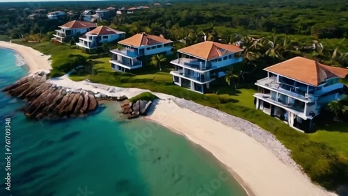 footage luxury resort aerial view from the beach